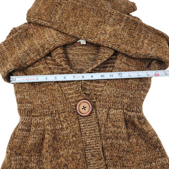 In Stitches Wool Blend Cardigan Wood Buttons Chunky Cozy Brown Womens Small - Picture 8 of 11